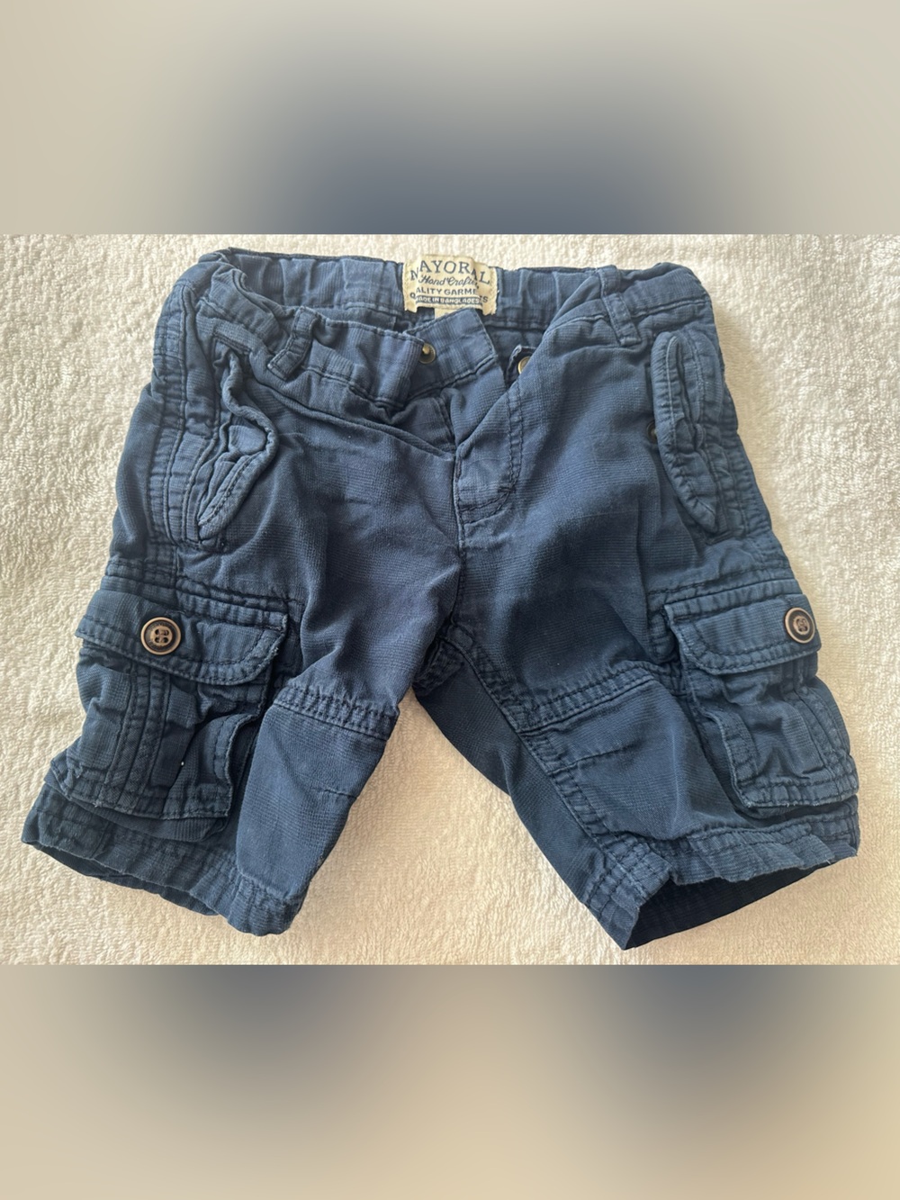 Mayoral Navy Cargo Shorts with Buttoned Pockets